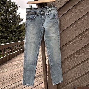 EUC Levi's Straight Leg Mid-Rise Jeans with Leather Detail